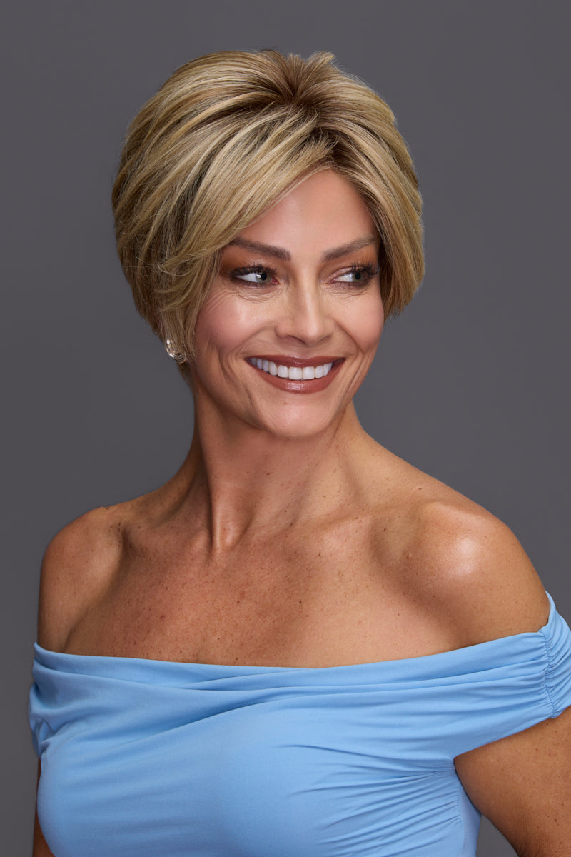 Demi by Jon Renau. (Remy Human Hair, temple to temple lace front, monofilament cap)