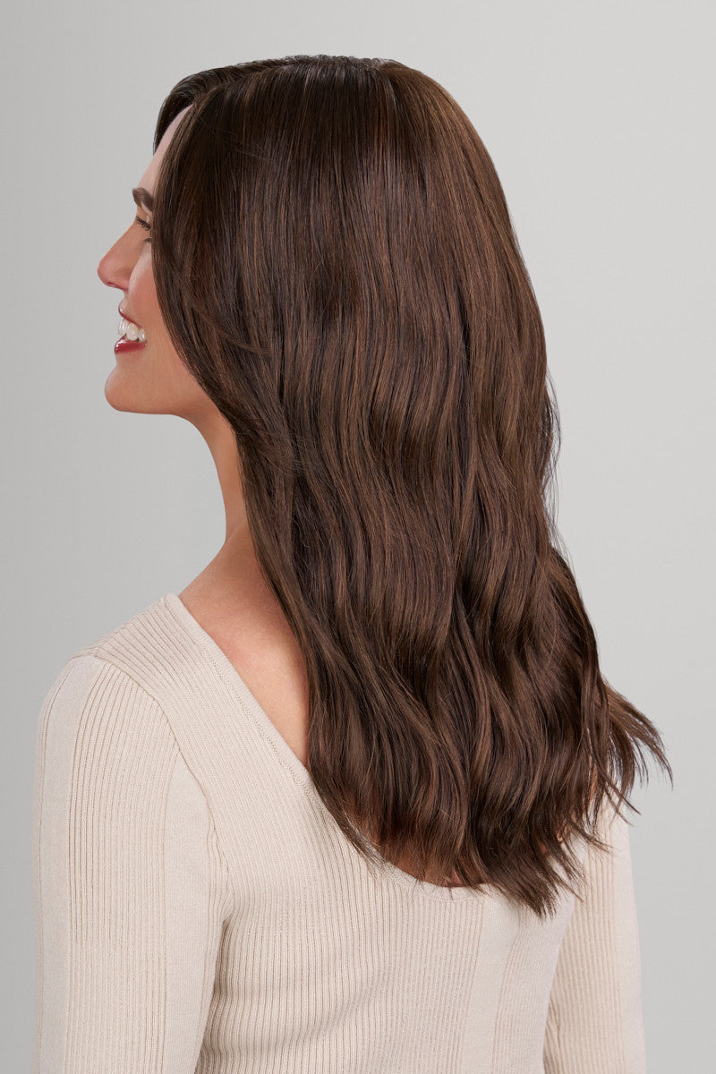 Olivia wig, color 8/32 Cocoa Bean, back view