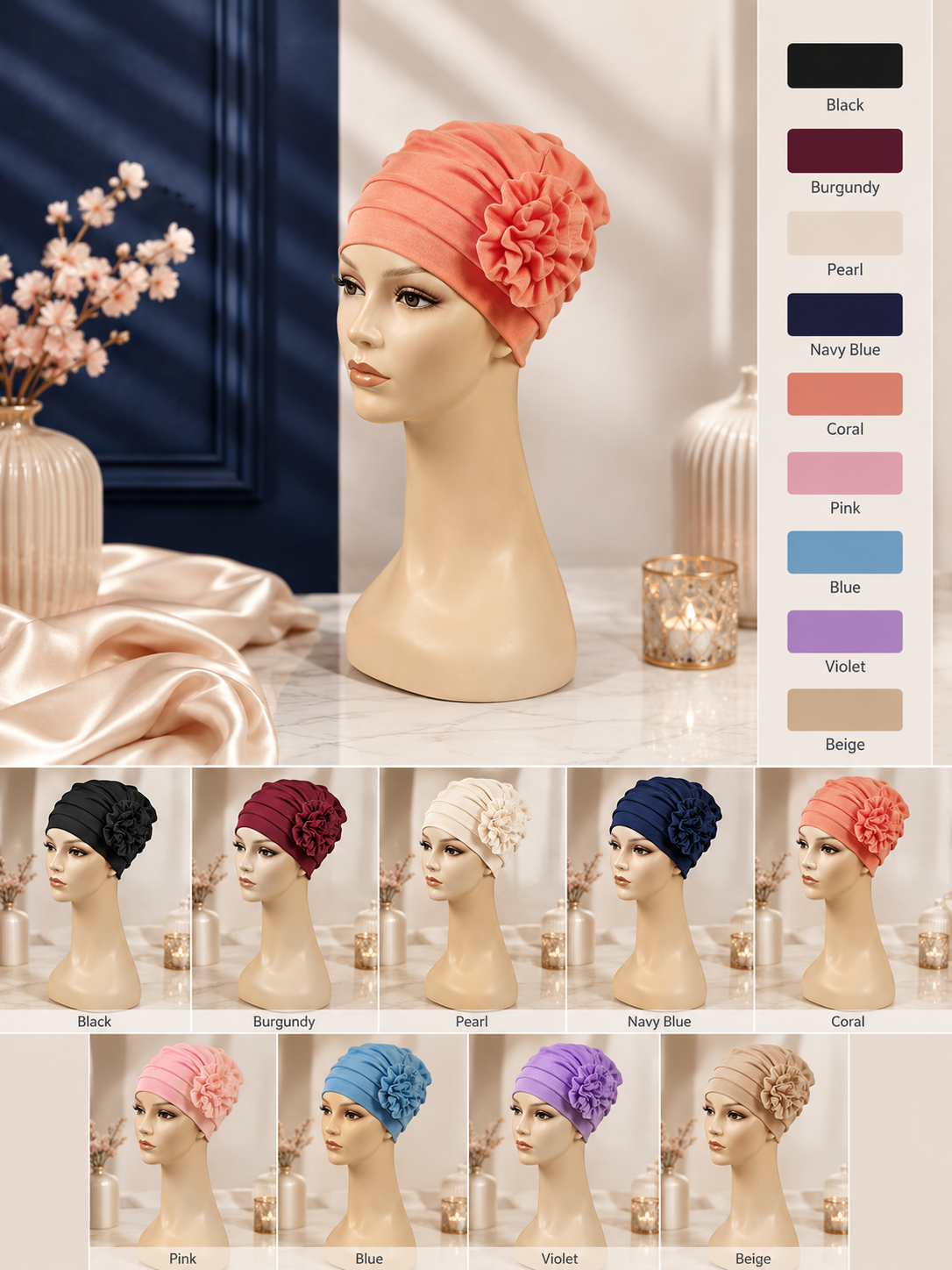 Poly Designer Ribbed Turban