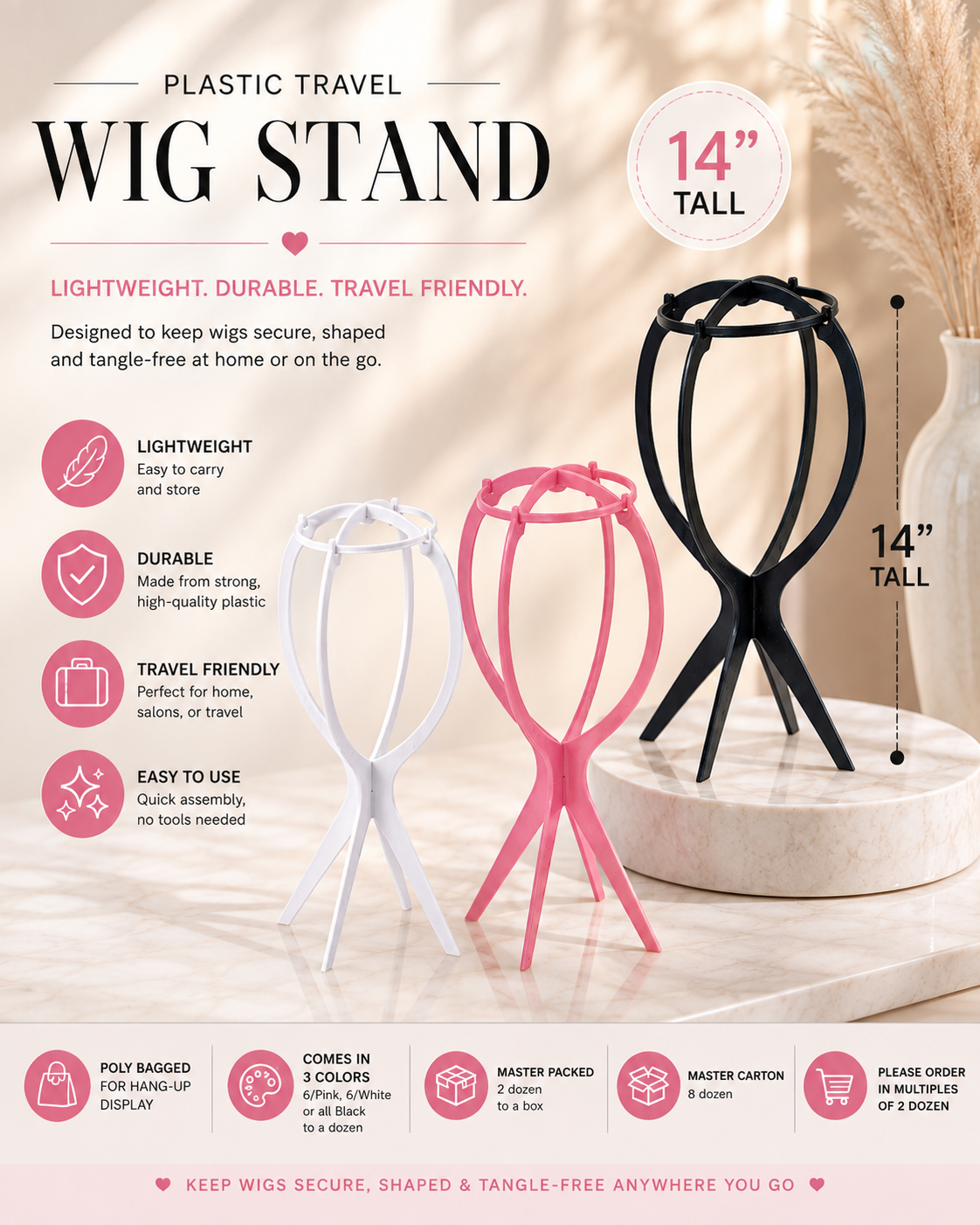 Plastic Travel Wig Stand