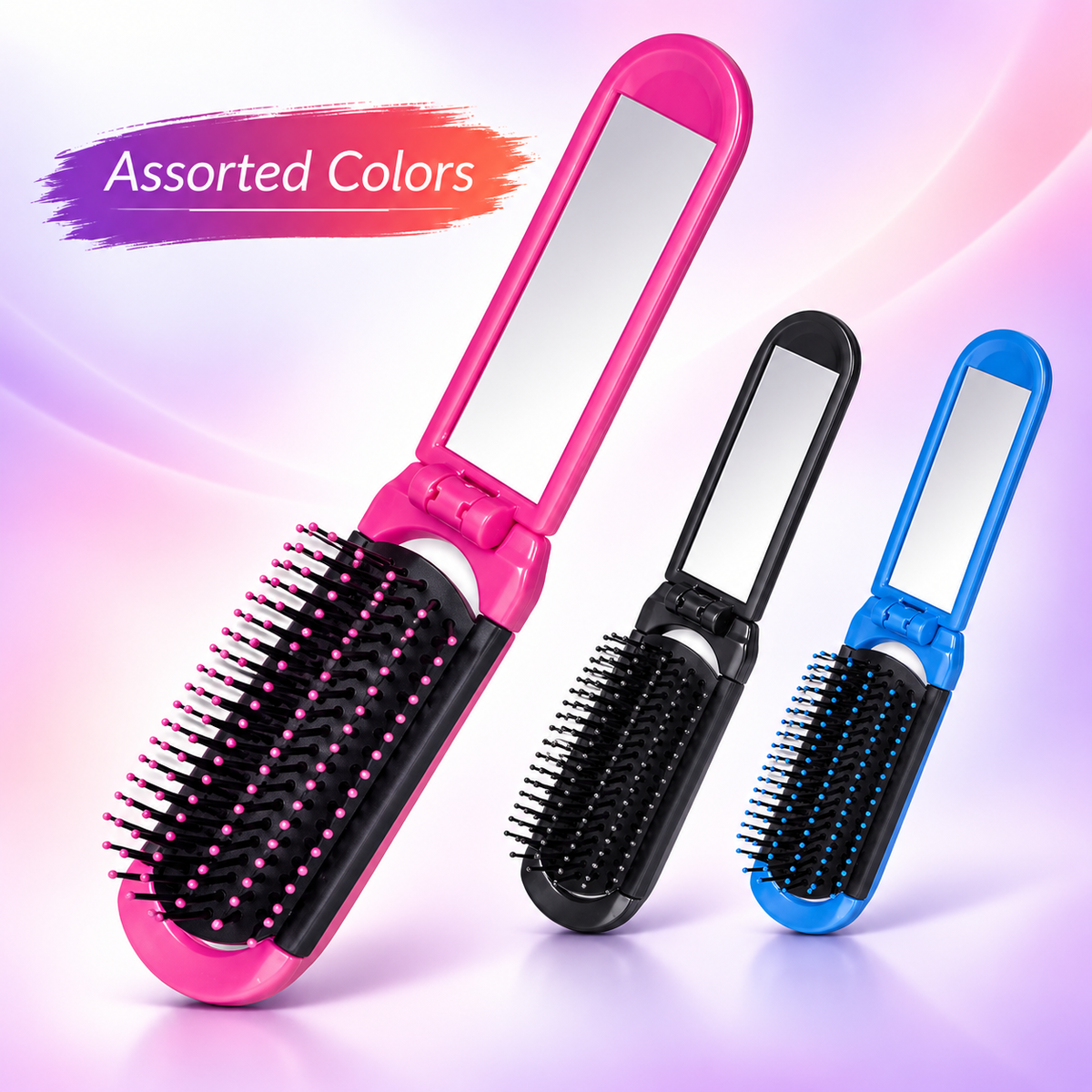 Folding Travel Brush with Mirror
