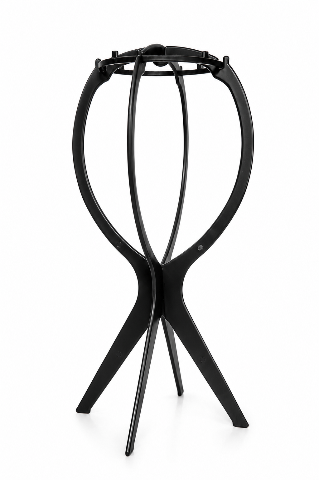 Plastic wig stand in black