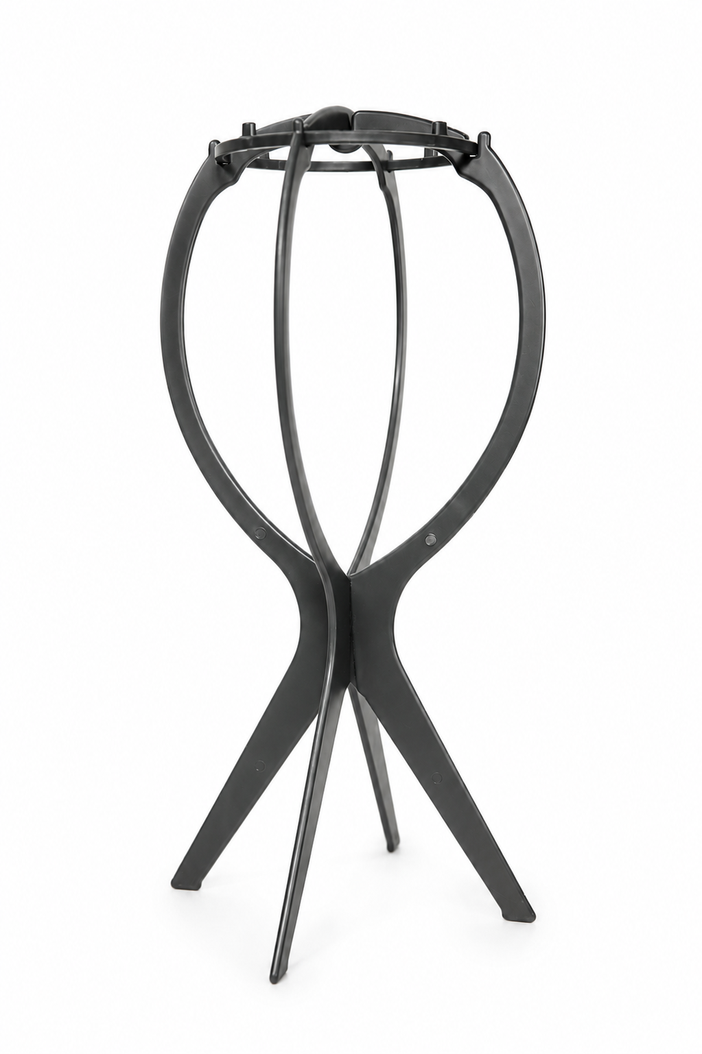 Plastic wig stand in grey