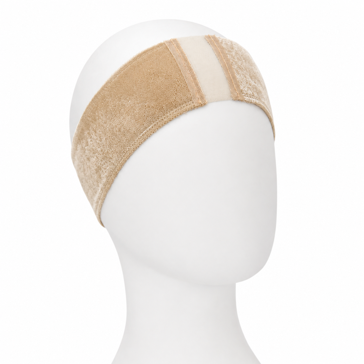 Velvet wig grip with short lace in beige