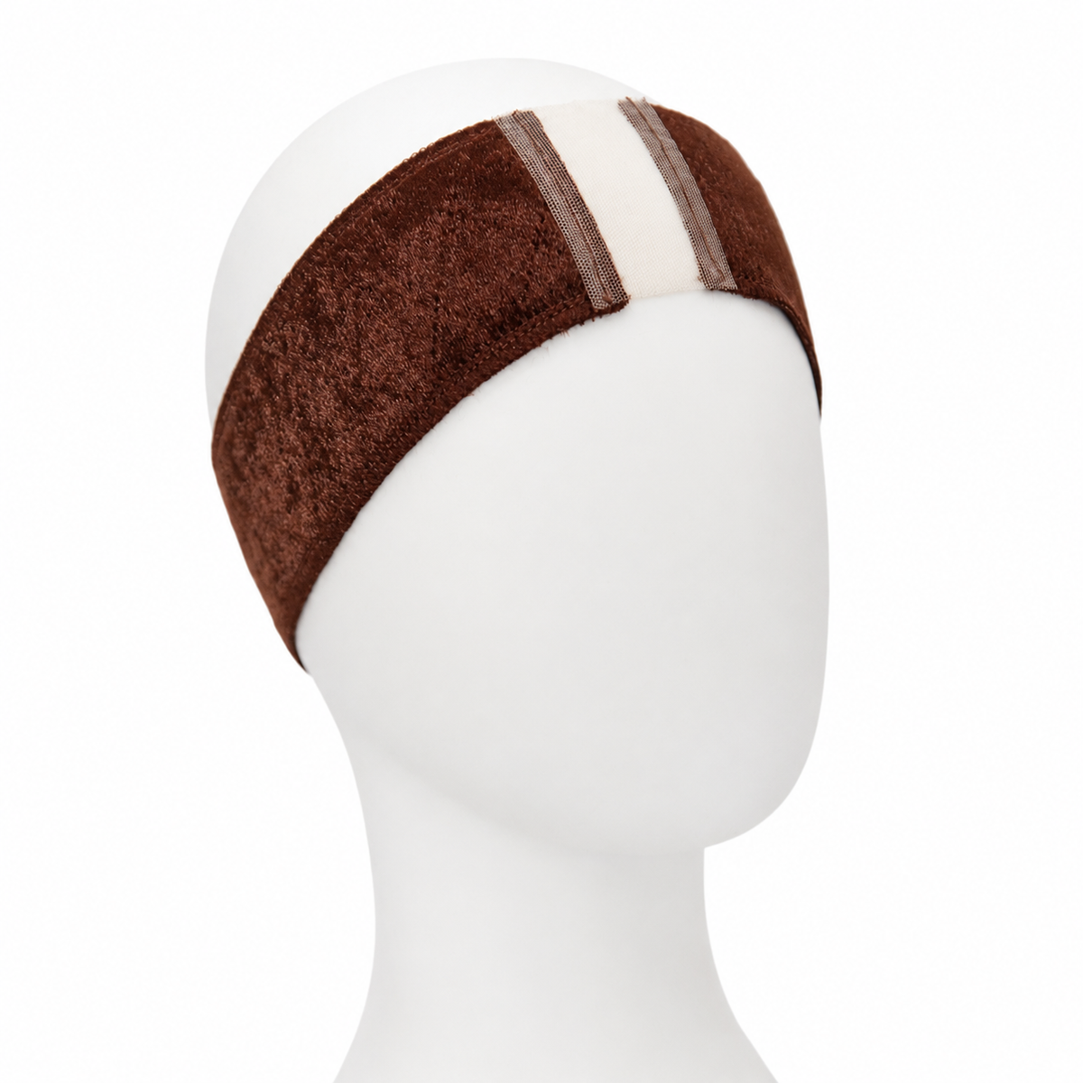 Velvet wig grip with short lace in brown