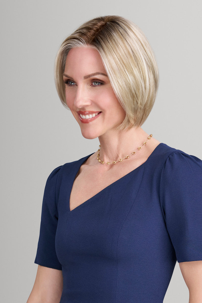Ava wig, color 22F16S8 Venice Blonde, side view
