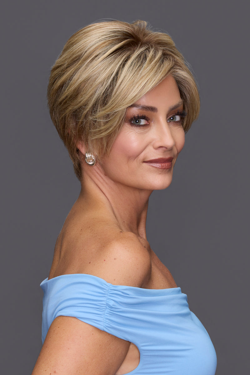 Demi by Jon Renau. (Remy Human Hair, temple to temple lace front, monofilament cap)