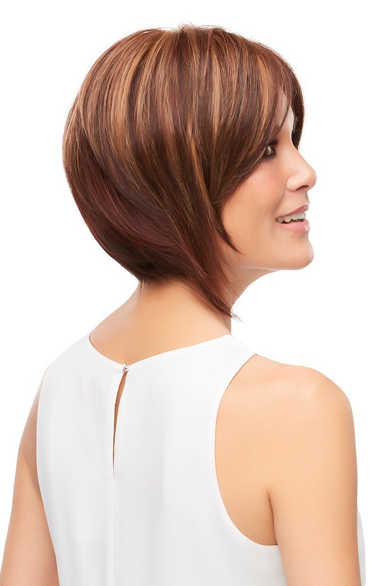 Eve wig, color 32F Cherry Creme, side view