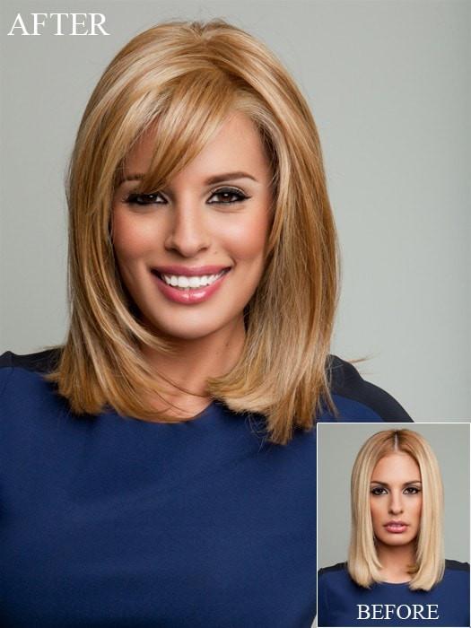 Before and after wearing Top Billing by Raquel Welch